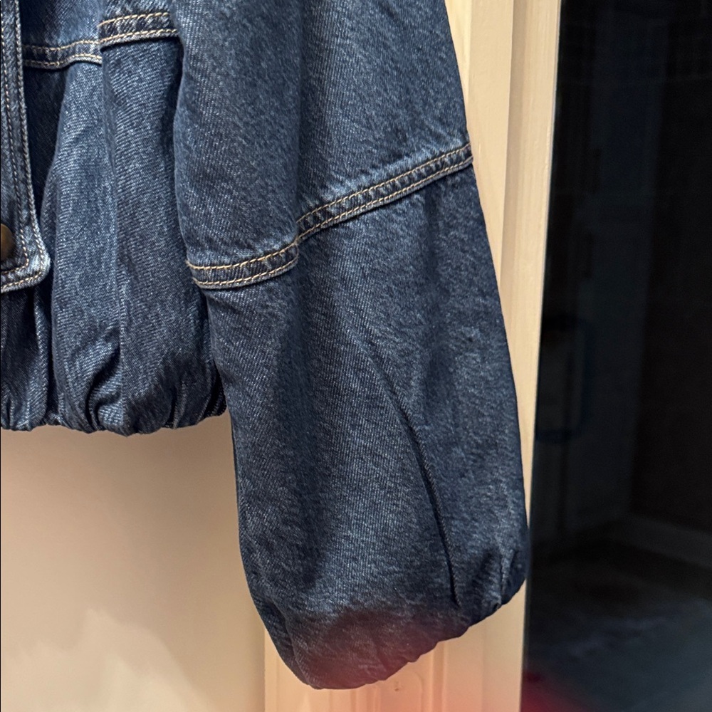 Madewell Navy Denim Zip Bomber Jacket - Picture 3 of 6